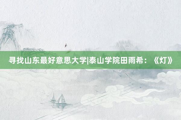 寻找山东最好意思大学|泰山学院田雨希：《灯》